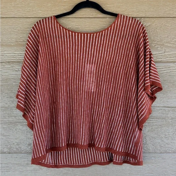 Eileen Fisher Organic Linen NWT Striped Rust Top -Sz L (Originally $148) - Picture 1 of 6